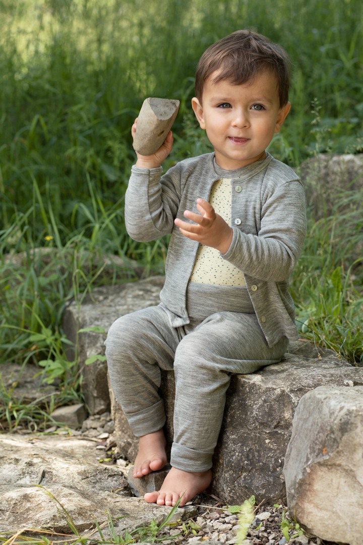 Langarm Engel Natur Baby Cardigan 70% Wolle  /30% Seide 